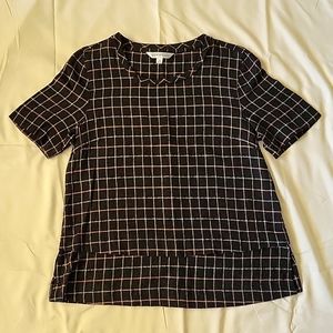 DownEast Ruffled Checkered XS Blouse